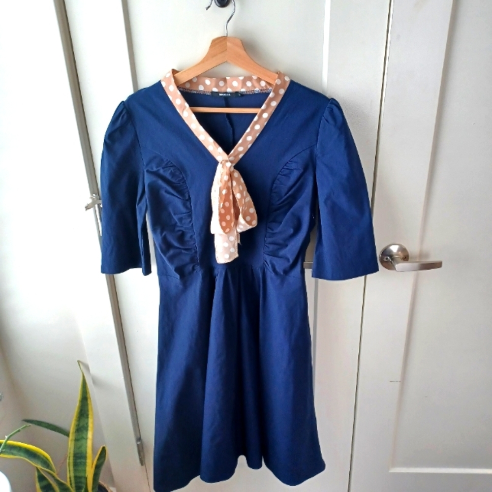 Vintage/retro 50s style polka dot and navy dress